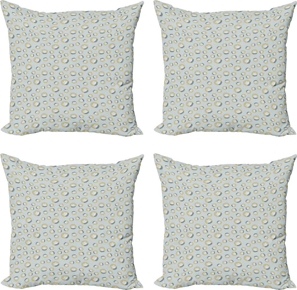 ABAKUHAUS skandinavisch Kissenbezug Set (4 Stück), Eisbär in der Strickjacke, Moderner Doppelseitiger Digitaldruck, 40 cm x 40 cm, Pale Khaki Bla...