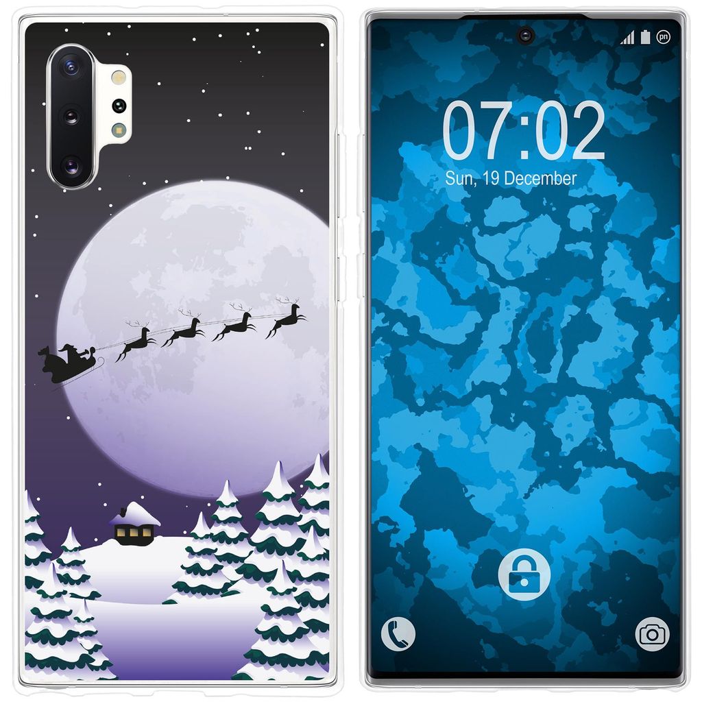 PhoneNatic Case kompatibel mit Samsung Galaxy Note 10+ Silikon-Hülle X Mas Weihnachten Santa - Night M5