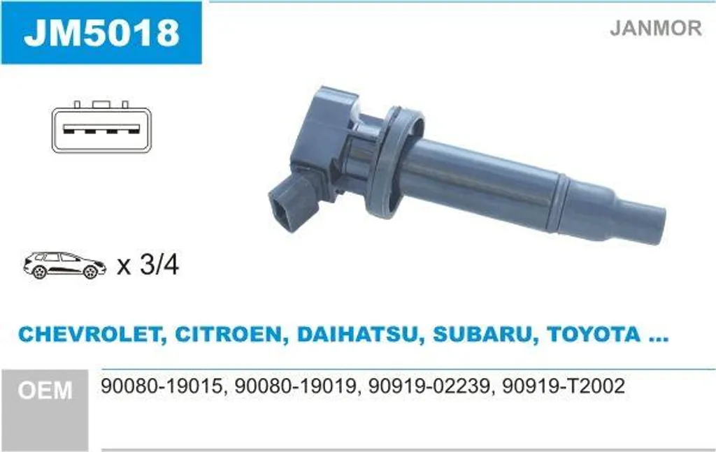 Bobina Accensione JANMOR JM5018 Toyota RAV4 Corolla OE 9008019015