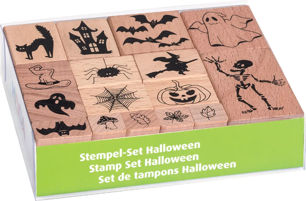 Set de tampons Halloween HEYDA avec boîte transparente de 16 pièces