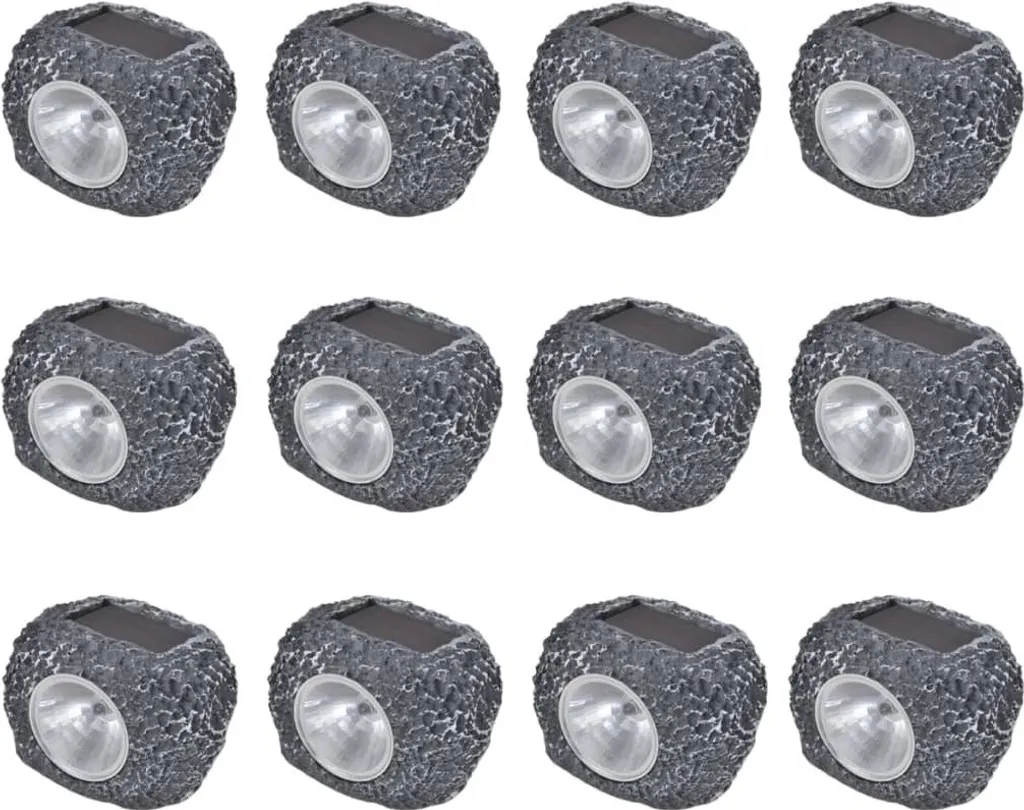 Projecteur solaire à LED extérieur forme de pierre - Lot de 12 pièces