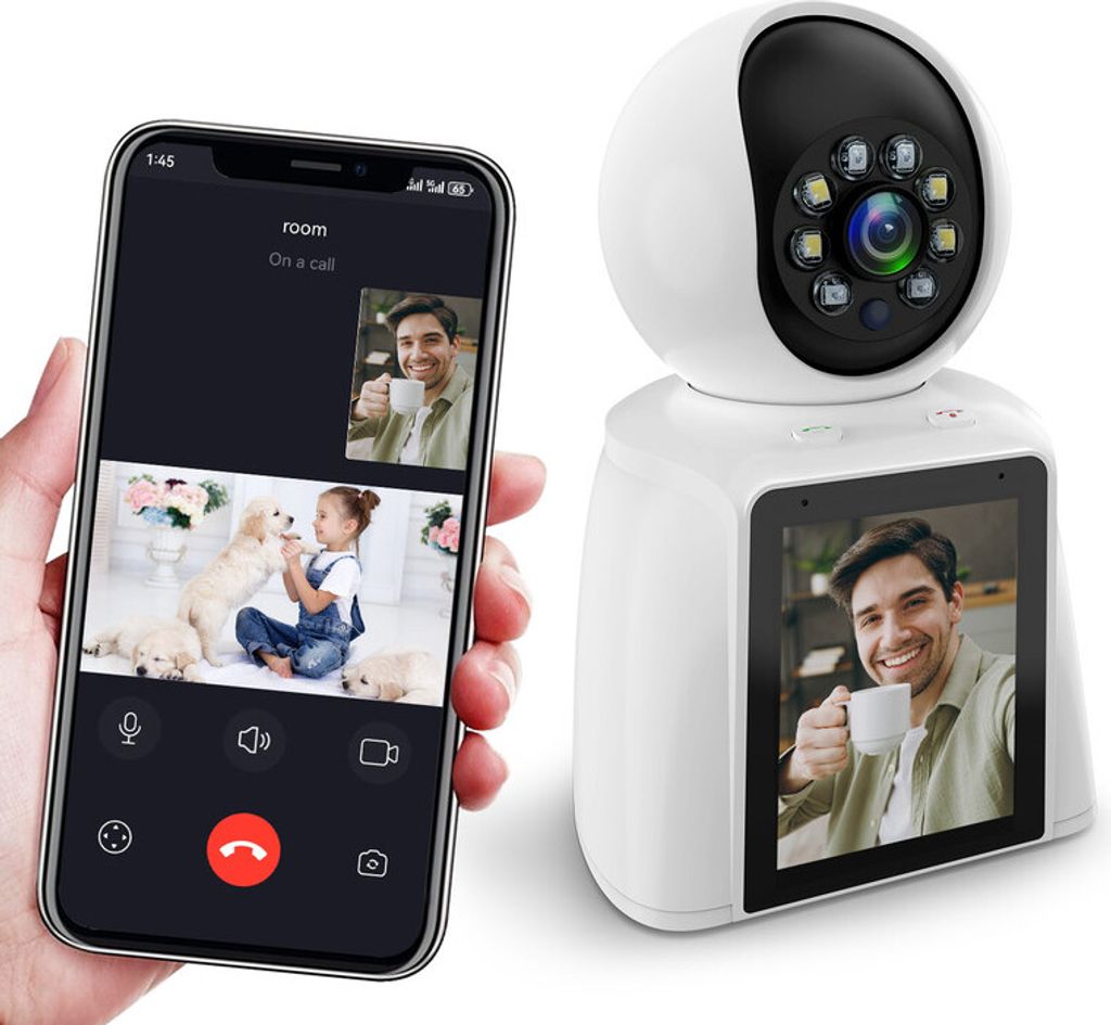 3MP 360° Videoanrufkamera, WiFi Kamera mit Zwei-Wege-Audio, Produktbild 