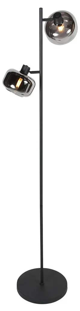 Lampadaire Design Noir Ø 28cm Métal et Verre Tenebris Mexlite E14 Noir