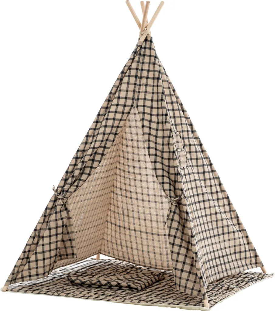 Tente de Jeu Intérieure Esna Type Tipi avec Fenêtre Noir et Blanc CLP