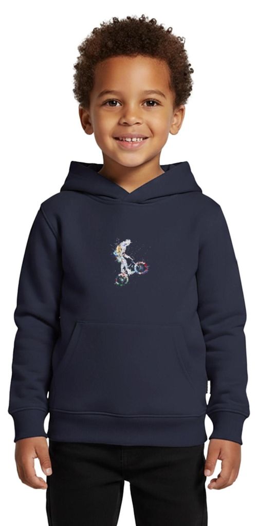 Spreadshirt BMX Farbklecks Bunt Kinder Premium Hoodie, 146/152 (10 Jahre), Navy