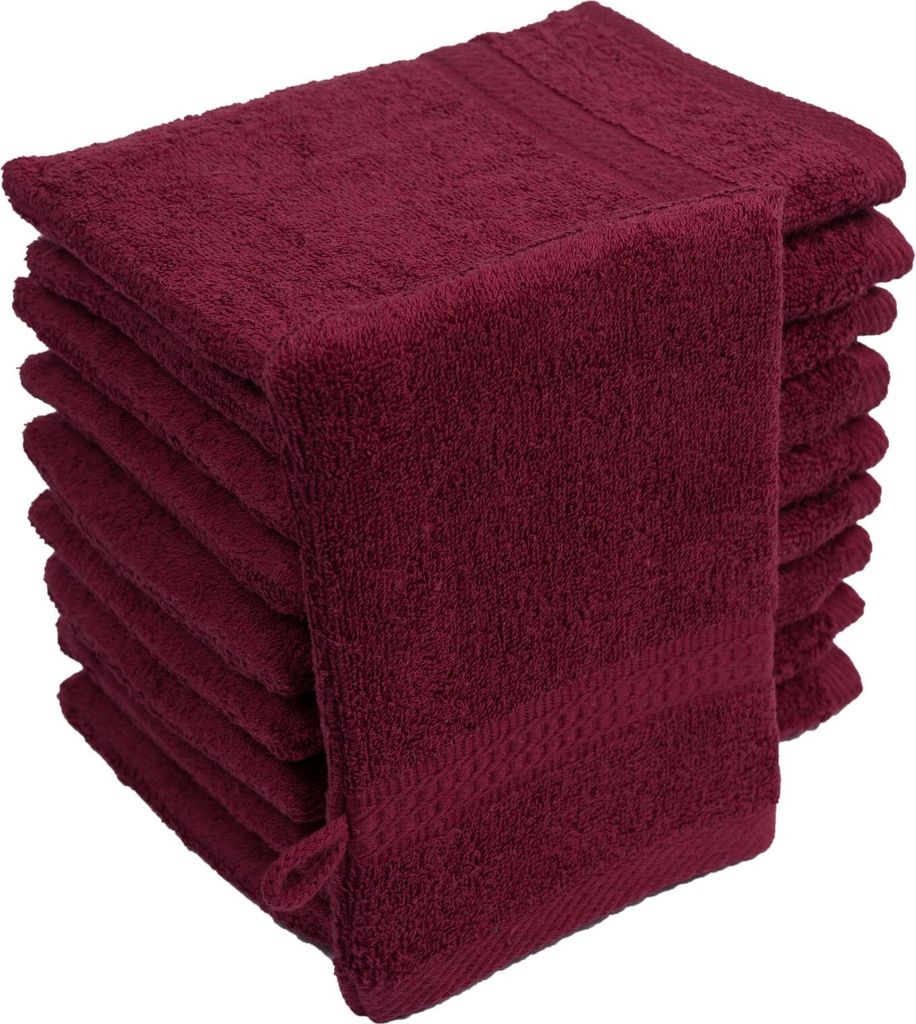 Waschhandschuhe Waschlappen 10er Set Bordeaux / Weinrot 100 Produktbild 