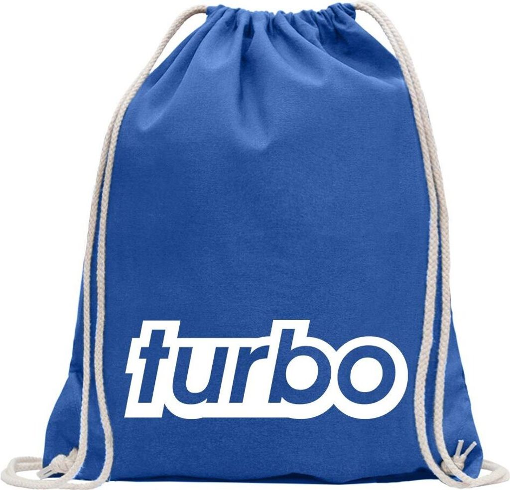 Kiwistar - Turnbeutel - royal - Turbo - Fun Rucksack Sport Beutel Gymsack Baumwolle mit Ziehgurt