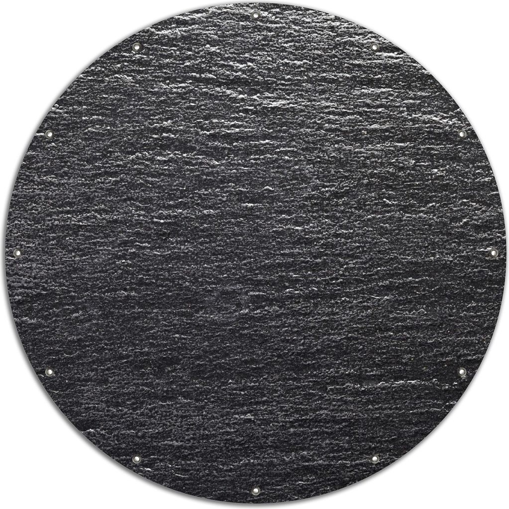 Wallario rundes Outdoor-Poster für Garten oder Balkon, Motiv Muster schwarz-weiße Steintafel Optik, 120 cm Durchmesser