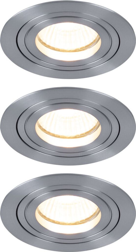 Paulmann Premium Einbauleuchten Set Drilled Alu rund schwenkbar 3x40W 230V GU10 51mm Alu gedreht5533