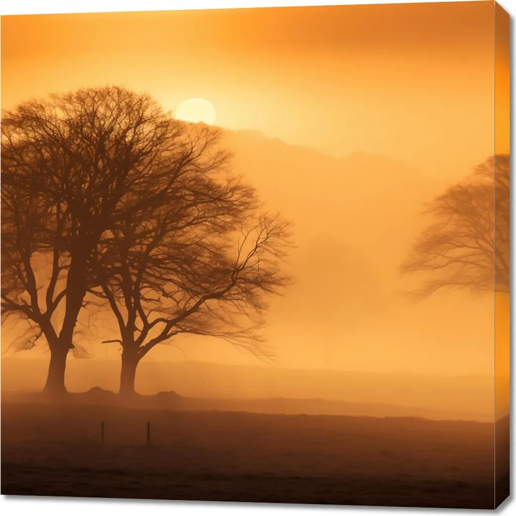 Tableau Salon 90x90 cm Image Crépuscule pour Ambiance Nature et Zen