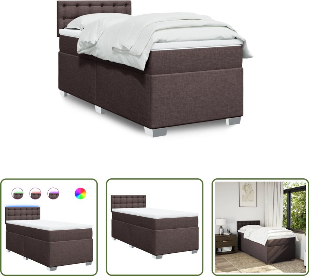 The Living Store Boxspringbett mit Matratze Dunkelbraun 90x200 cm Stoff