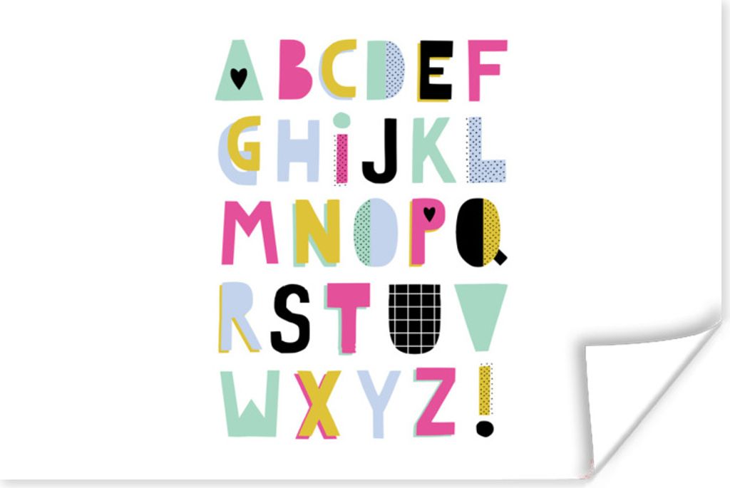 MuchoWow Poster Alphabet - Gelb - Blau 120x80 cm - Bilder