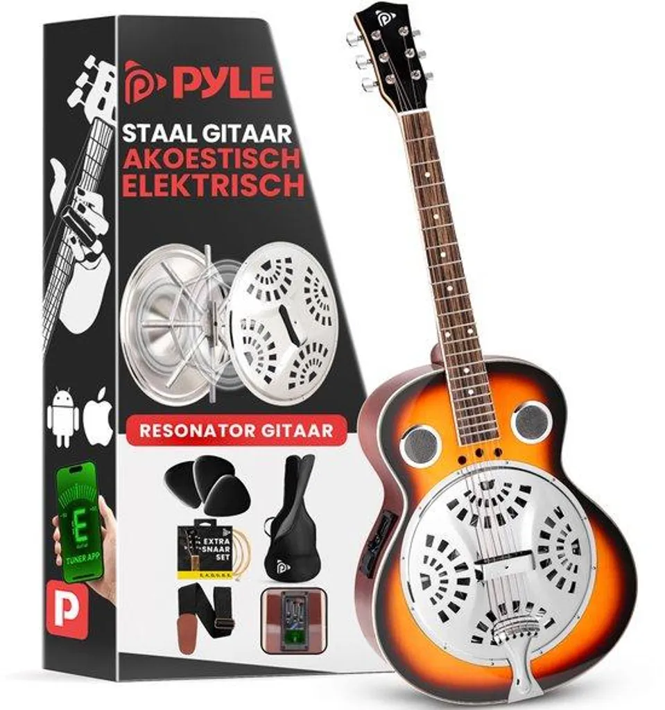 Guitare acoustique-électrique à résonateur manche rond et micro interne