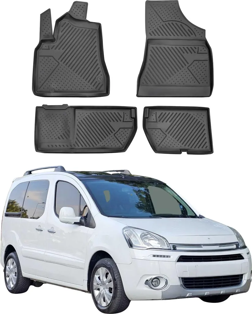 FROGUM ProLine 3D Tappetini Auto Per Citroën Berlingo II E Peugeot Partner II (2008-2018) In TPE Con Bordi Alti