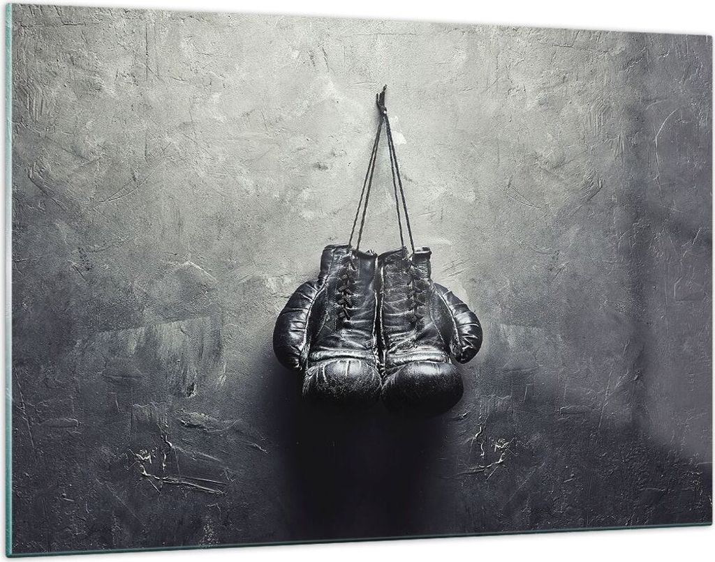 Bilder auf glas - Einteilig - Box Handschuhe Symbol - 120x80cm - Glasbilder - Wandbilder - Bilder - zum Aufhängen bereit - Wanddekoration aus Glas...