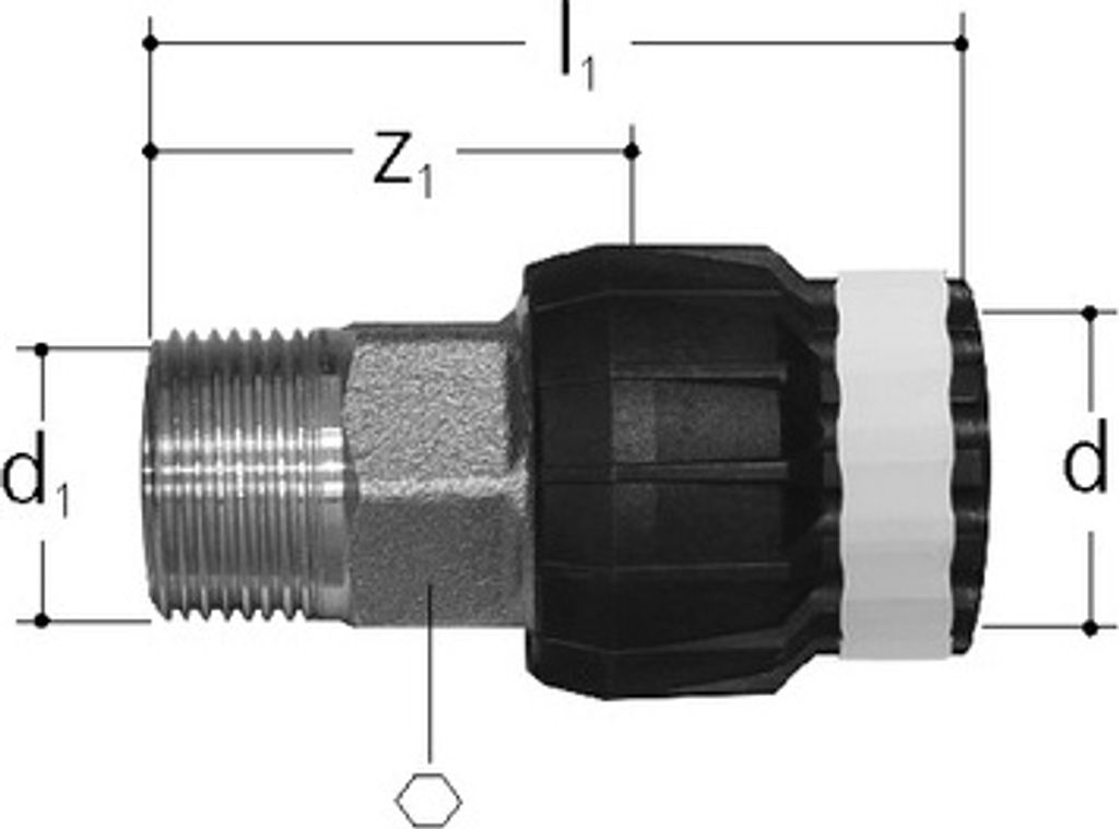 Sanipex MT-Übergang mit Außengewinde 3/4 x 26 mm 4710.250