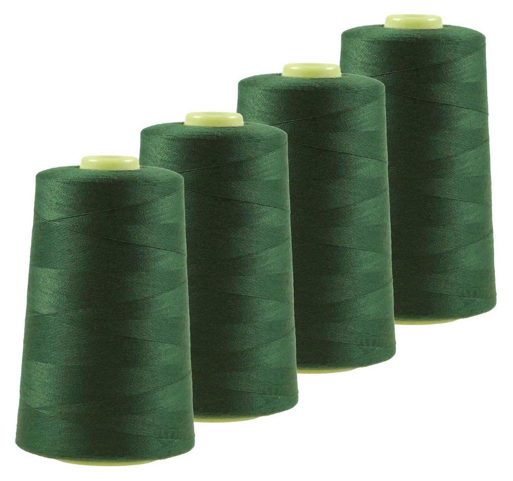 4 x 4572m Overlockgarn Nähgarn Polyester Overlock Garn, farngrün