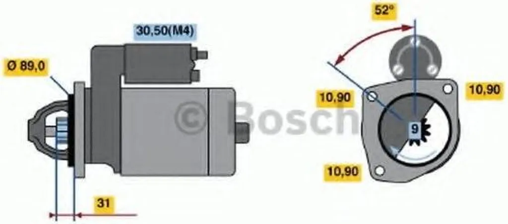 Démarreur BOSCH 0 986 011 140 pour Camion IVECO MK 12V Puissance 2,7 kW