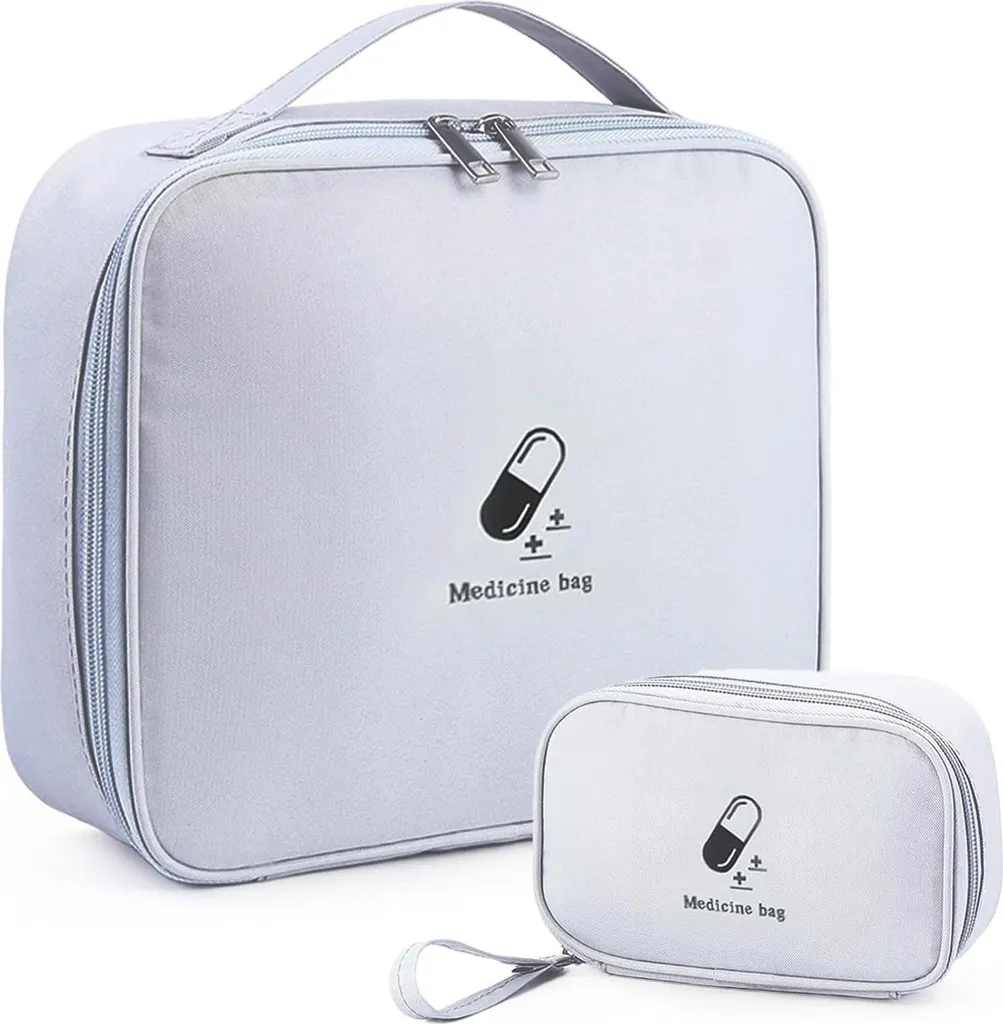 Sac d'urgence vide pour médicaments - Trousse pharmacie 2 pcs grise