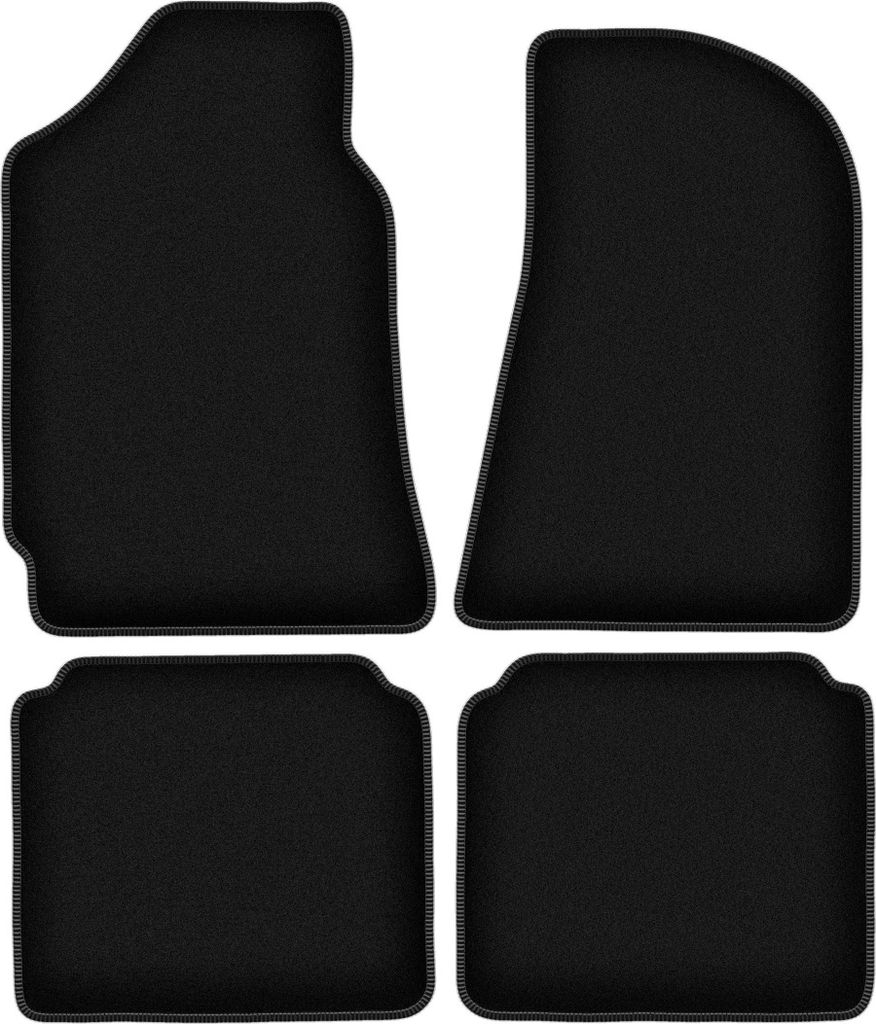 Wielganizator Velours-Autoteppiche – passend für Polski Fiat 125P (Limousine, Bj. 1967-1991) – schwarz, passgenau, mit Befestigungen set 4 Stk.