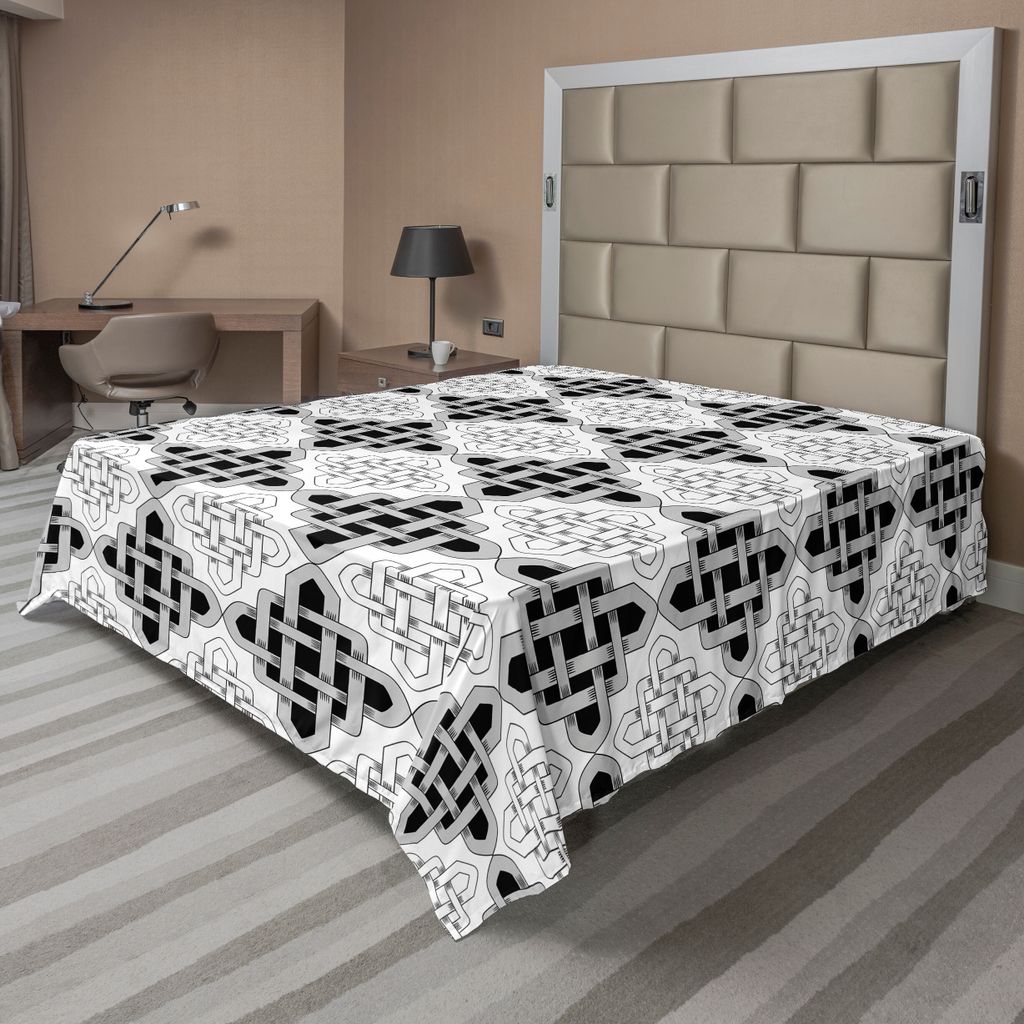 ABAKUHAUS keltisch Bettlaken, Skandinavisches Keltisches Regelmäßiges Verschachteln Verschachteltes design, weiches bequemes oberes Bettlaken fü...