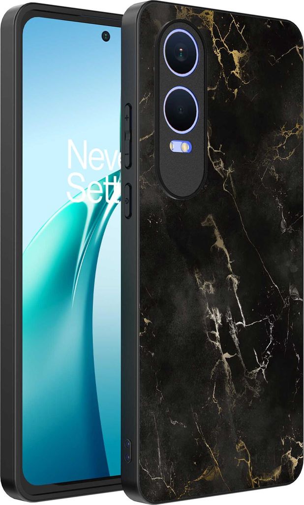 Smartphonica Telefon Fall geeignet für OnePlus Nord CE 4 Lite mit Marmor-Druck - TPU zurück Abdeckung Fall schwarz Marmor-Design - Schwarz