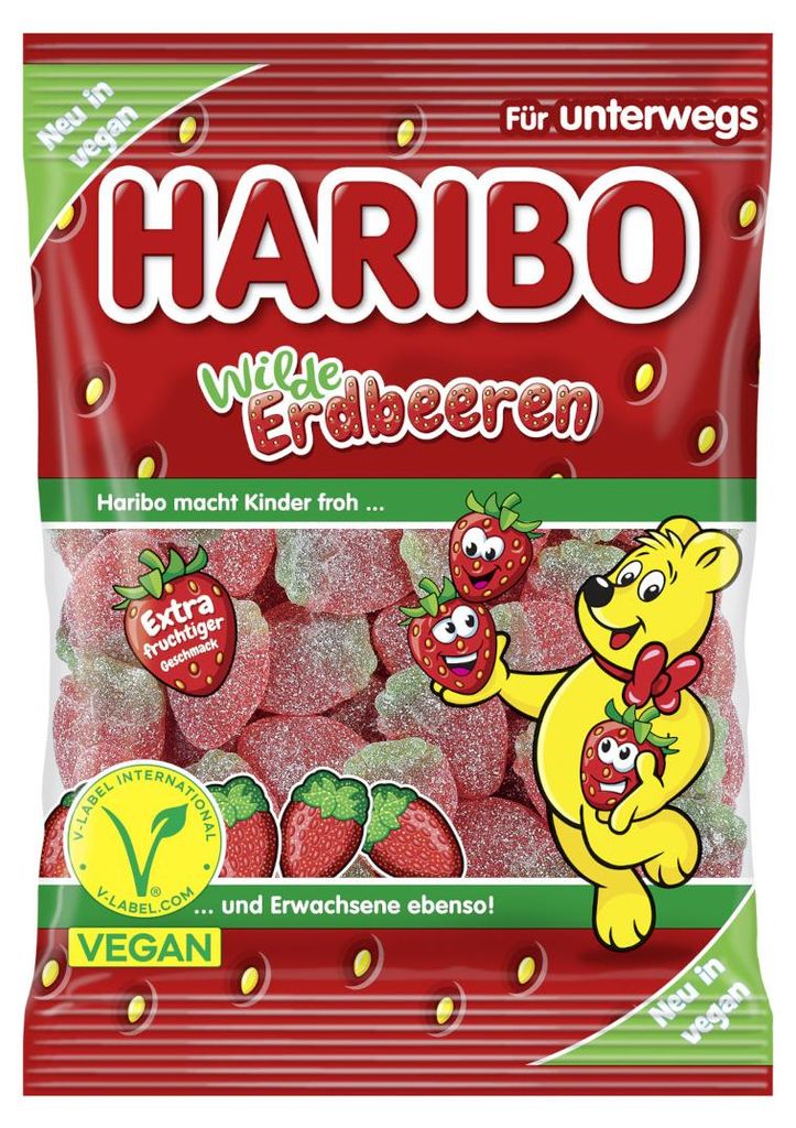 Haribo Wilde Erdbeeren sauer vegan 100g Produktbild 