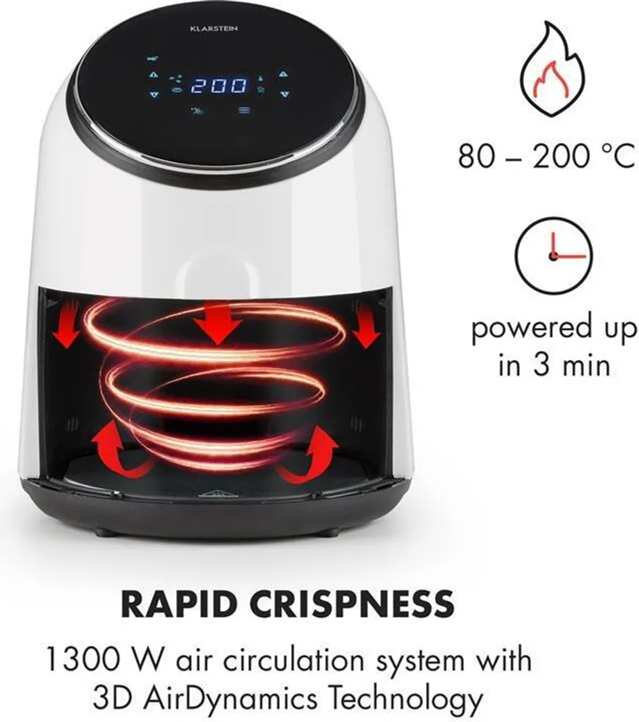 Friteuse AirVital 1300W 2,5L Blanche : Cuisson Rapide 8 Programmes - 4