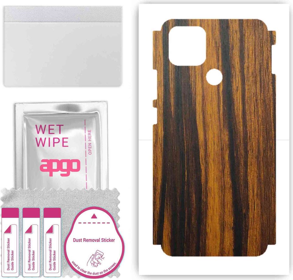 apgo Rückseite + Seiten Schutzfolie, Skin, kompatibel mit Oppo A15, Hinten Displayschutzfolie aus Vinylfolie, kratzfest, einfache Montage - Tigerwood