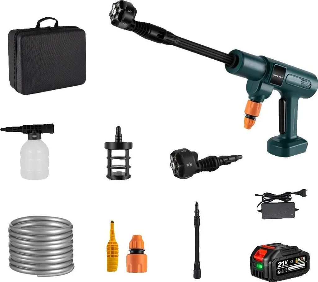 Nettoyeur à haute pression portatif 200 bars buse 6-en-1 kit complet