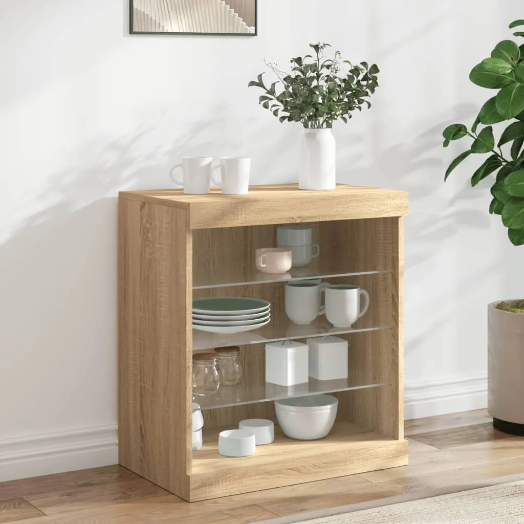 Credenza LED Rovere Sonoma vidaXL 60cm | Mobiletto Soggiorno Moderno