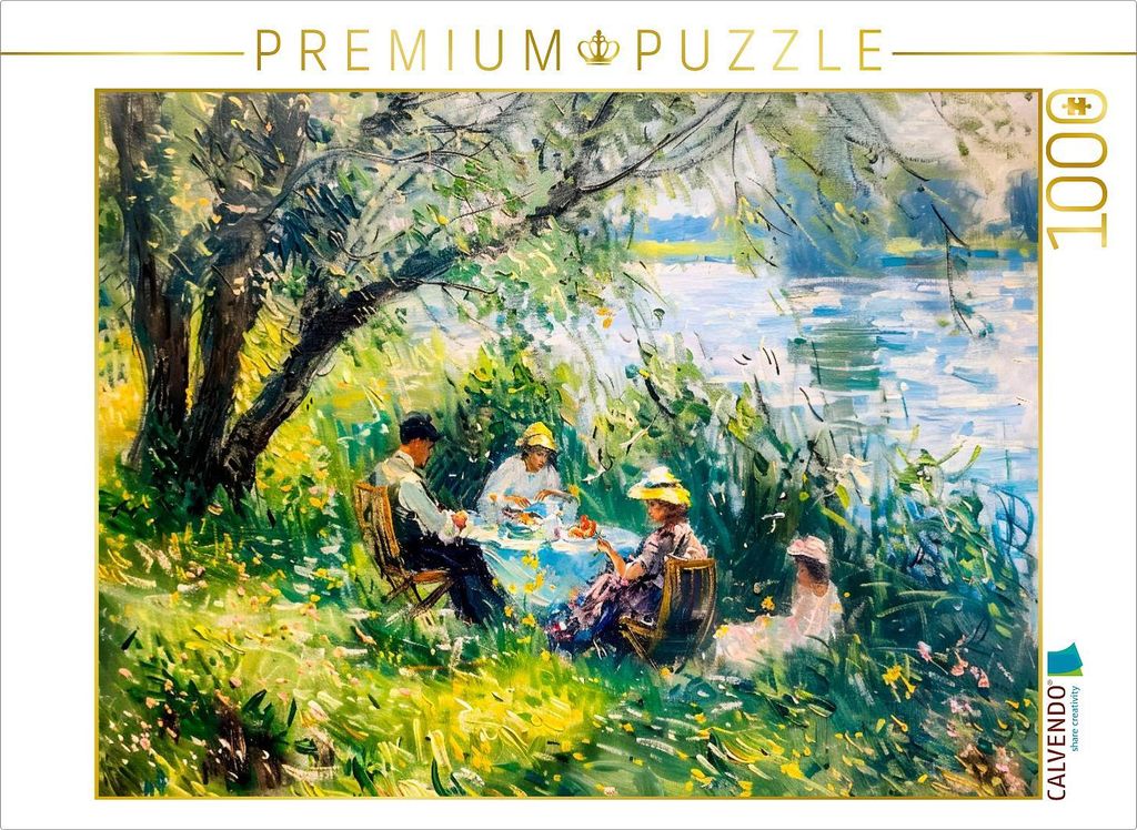 CALVENDO Puzzle Havel Picknick unter alten Bäumen im impressionistischen Stil | 1000 Teile Lege-Größe 64x48cm Foto-Puzzle für glückliche Stunden