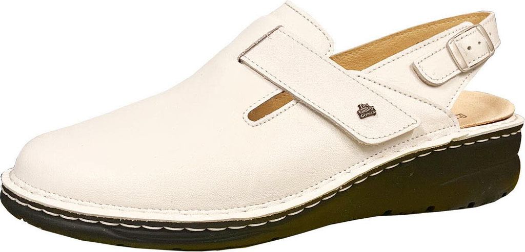 Finn Comfort Aveiro Clog, Nappaleder, weiss, Klettverschluss und Fersenriemen, antistatisch 2592-001000 43