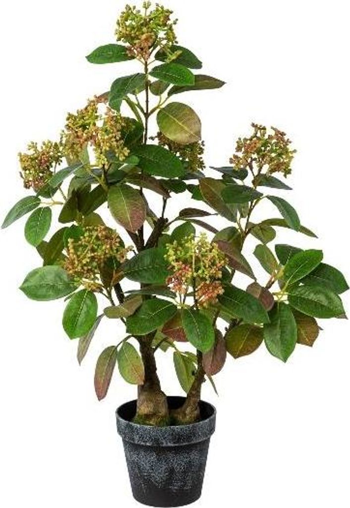 artplants.de Kunstblumen Perückenstrauch TOLHIN, Kunststamm, Dekotopf, grün-rosa, 60cm - Deko Pflanze