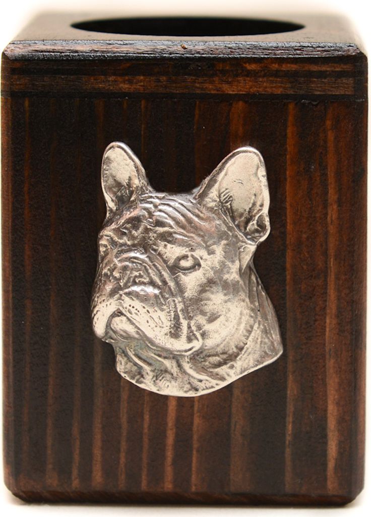 Französische Bulldogge II - Holzkerzenständer mit Hund, einzigartiges Andenken an den Verlust eines Hundes, Handwerkskunst der Marke Art-Dog