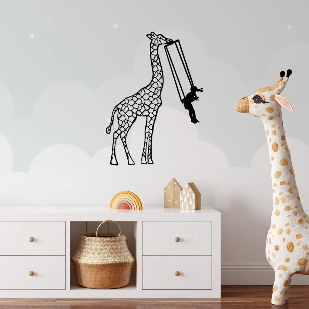 Decorazione Parete Metallo Wallity Girl SKL2469 Nero 51x70cm Design