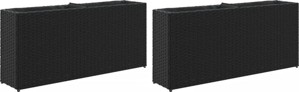 vidaXL Pflanzkübel mit 2 Töpfen 2 Stk. Schwarz 90x20x40 cm Poly Rattan