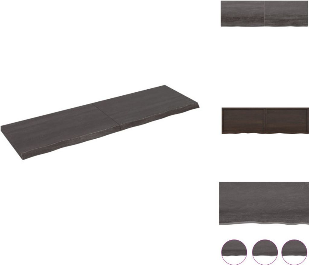 vidaXL Wandregal Dunkelgrau 200x60x(2-6) cm Massivholz Eiche Behandelt - Wandregale