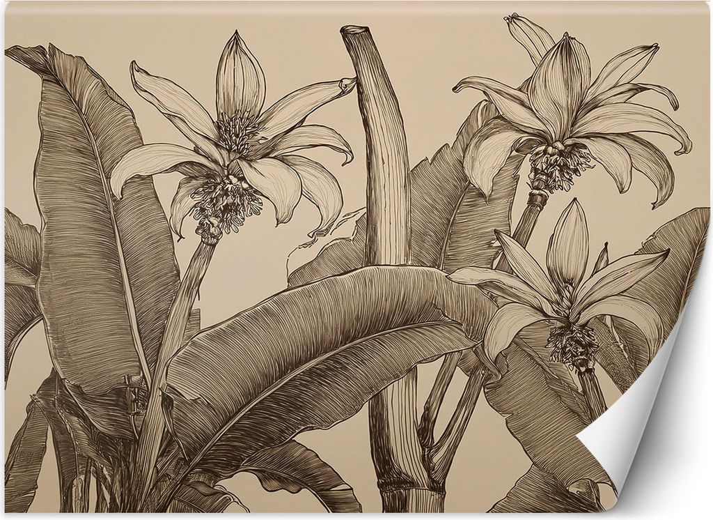 Vlies fototapete Blumen Blätter Beige 150x105 cm Feeby Beige inkl. Kleber einfache Montage