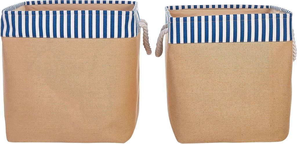 BELIANI Aufbewahrungskorb 2er Set Beige Stoff Quadratisch Handgemacht mit Griffen aus Baumwolle Modern Accessoires Deko Bad Schlafzimmer Wohnzimmer