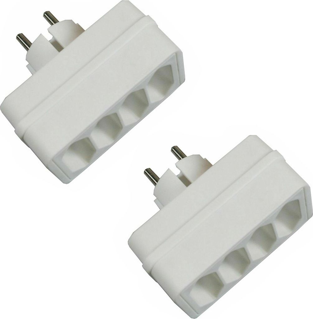 2x Steckdosenleiste Mehrfachsteckdose 4-fach Flach Steckdose Euro Mehrfachstecker Steckerleiste Wandstecker EU