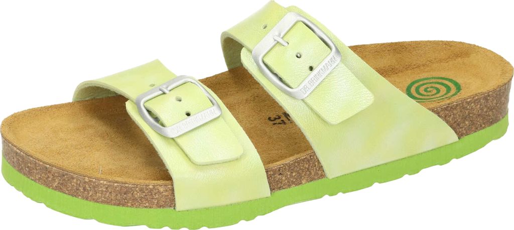 Dr. Brinkmann Damen Pantolette Neon Leuchtfarbe Zweiriemer Schnalle 700339, Größe:42 EU, Farbe:Grün