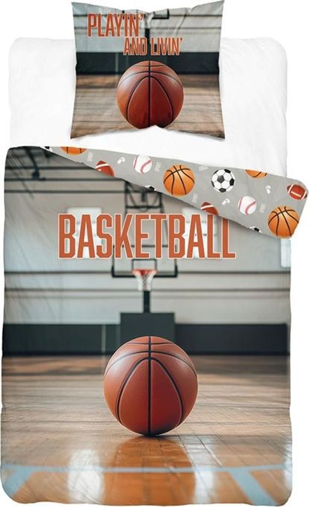 Bettwäsche, Baumwollbettwäsche, Für Kinder 140x200 5866a Basketball