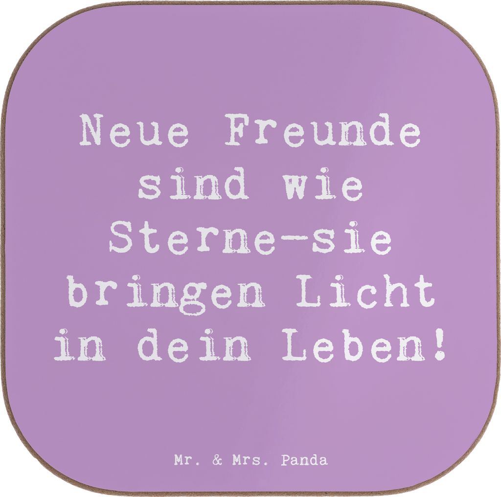 Mr. & Mrs. Panda Tassenuntersetzer Spruch Neue Freunde finden - Lavendeltraum - Geschenk, Bekanntschaften, optimistisch bleiben, Tischschoner, Tisc...