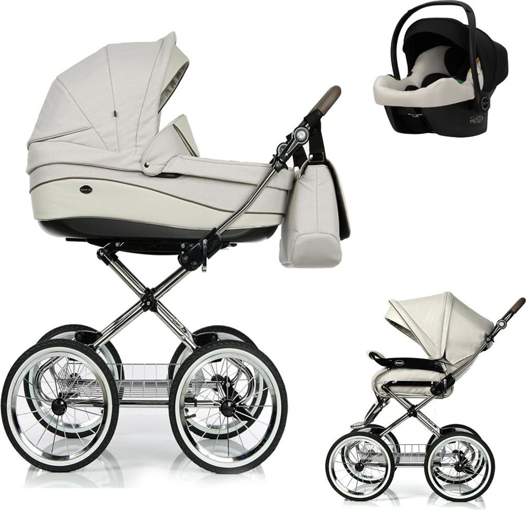 Emma Classic 4 in 1 inkl. Sportsitz, Autositz und Zubehör in Farbe Beige-Creme (E-1) - erhältlich in 6 weiteren Farben
