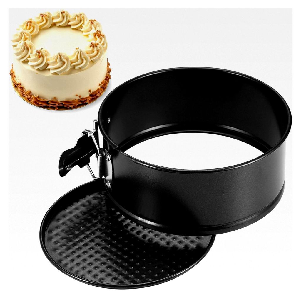 Runde Springform 16 cm, kleine Backform mit Antihaftbeschichtung, Flachboden für Kuchen, Schwarz