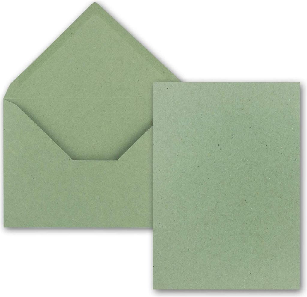 75 Stück Einzelkarten Set - Kraftpapier Grün - DIN A5 Format - Inklusive Umschläge