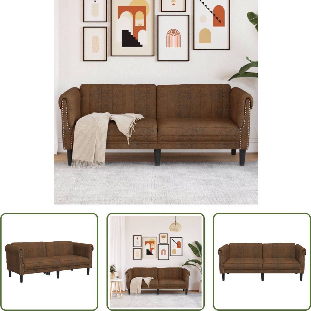 The Living Store 2-Sitzer Sofa Braun Kunstleder Produktbild 