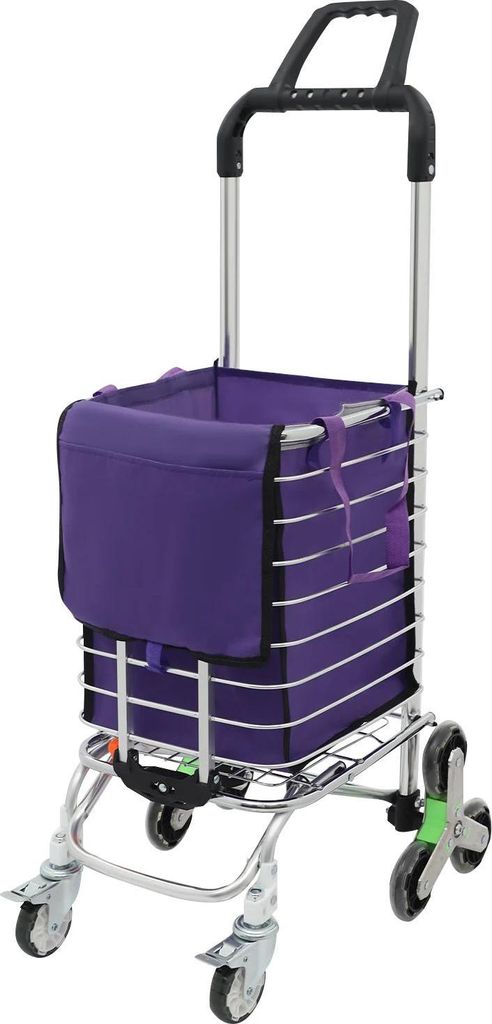 Treppensteiger Einkaufstrolley - Einkaufswagen - 8 Räder, 2 360°-Schwenk-Vorderräder mit Bremse - 35l - 40 kg Ebene/20–25 kg Treppe - Abnehmba...