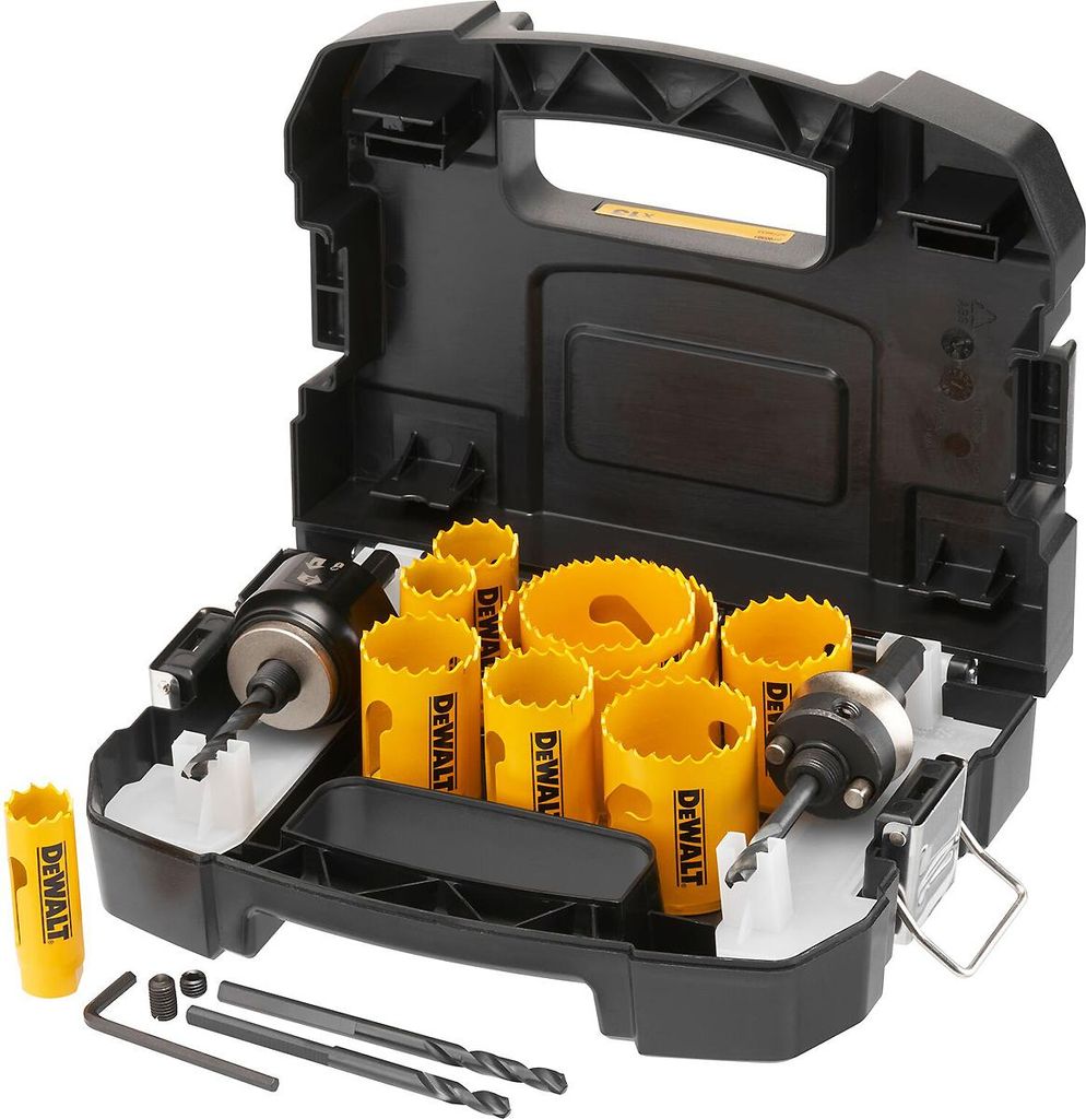DeWalt Lochsägen-Set BIM Universal, 13-tlg., 20-64 mm, 2x Adapter, 2x Zentrierbohrer